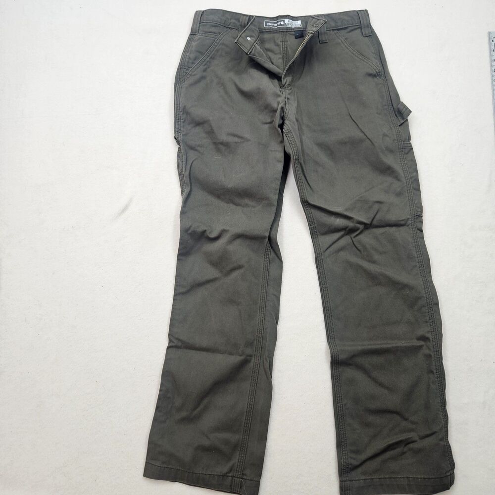 Carhartt Men's 33x30 Relaxed Fit Canvas Work Pants Olive Green Carpenter Utility